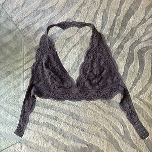 Pins & Needles Lace Crop Top - Dark Gray
